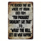 Funny Getting Old Metal Sign - Retro Brain Let's See What Happens Wall Art