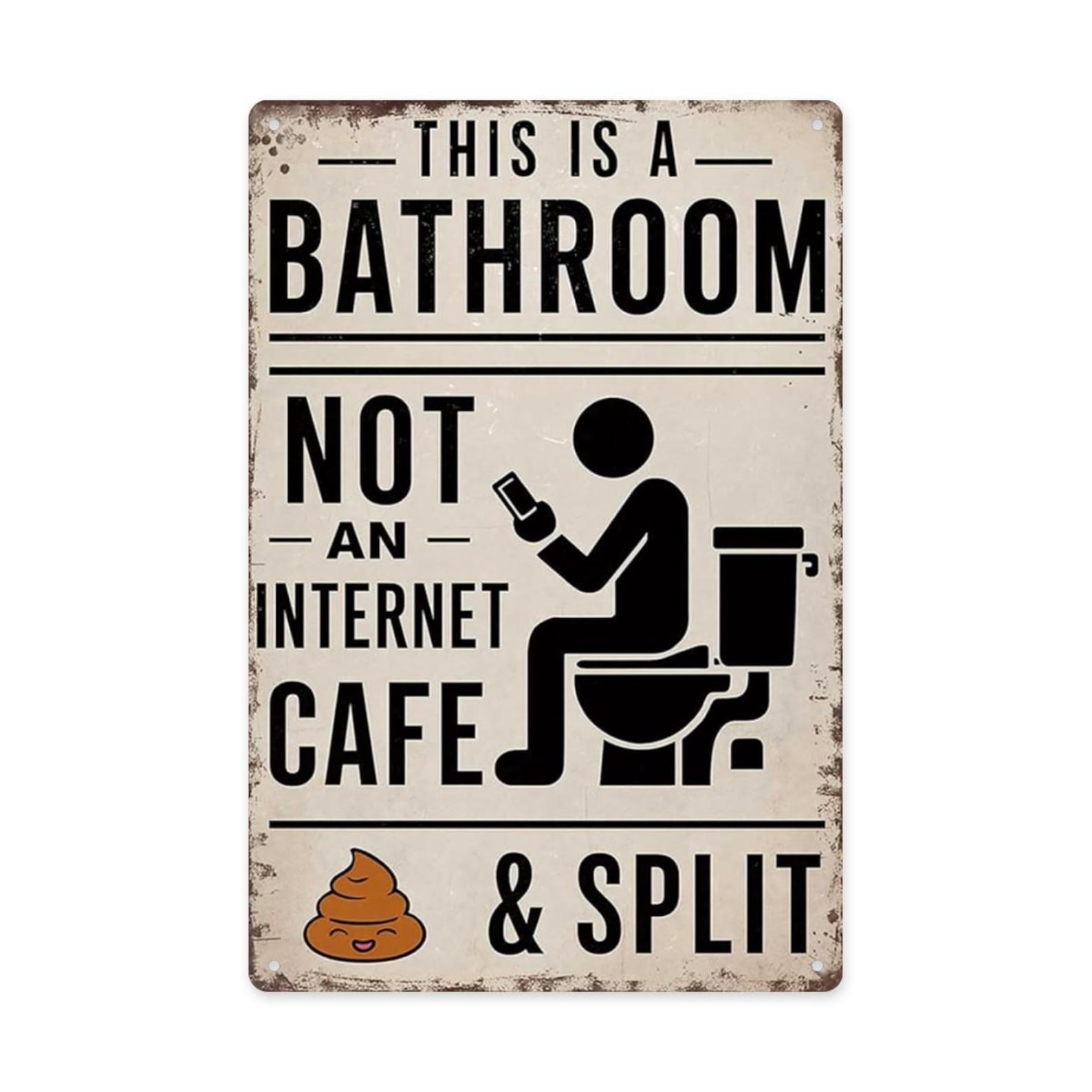 Funny Bathroom Metal Tin Sign Vintage Farmhouse Washroom Wall Decor Plaque