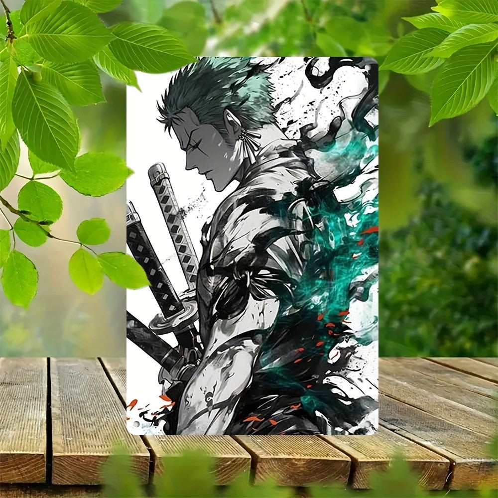 Warrior Anime Tin Sign - Katana Fighter Metal Poster Wall Art Decor Plaque