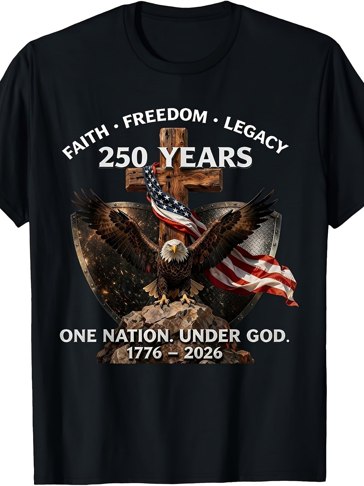 USA 250th Anniversary 1776-2026 Eagle Patriotic July 4th Men's T-Shirt