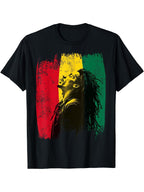 Reggae Legend Tribute Graphic Tee - Rasta Colors Silhouette Music T-Shirt