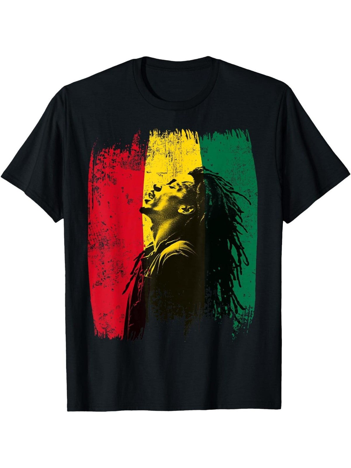 Reggae Legend Tribute Graphic Tee - Rasta Colors Silhouette Music T-Shirt