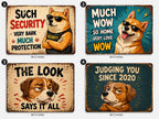 Shiba Inu Security Metal Sign – Funny Dog Meme Wall Art (Vintage Style)
