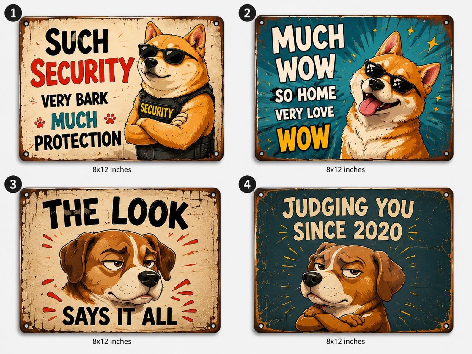 Shiba Inu Security Metal Sign – Funny Dog Meme Wall Art (Vintage Style)