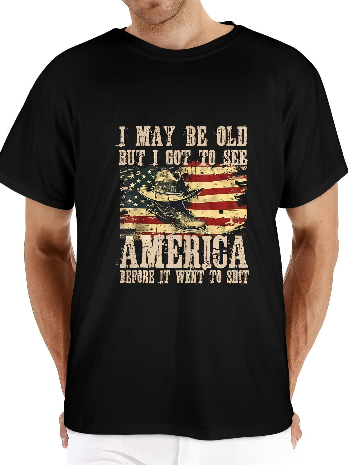 I May Be Old But I Got to See America Funny Vintage USA T-Shirt