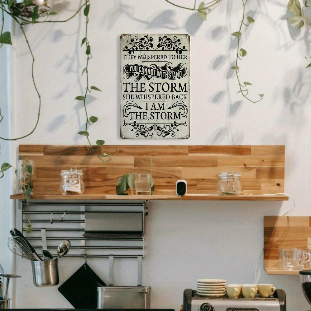 Rustic She Whispered Back Tin Sign - Motivational Farmhouse Kitchen Plaque