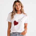 Women's Heart Print Mother's Day Graphic Crew Neck Casual Short Sleeve T-Shirt