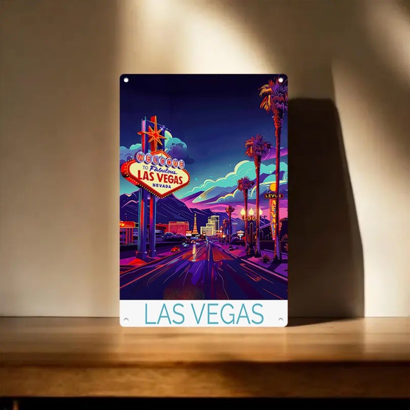 Las Vegas Metal Sign - "Welcome to Fabulous Las Vegas" Tin Wall Art Decor