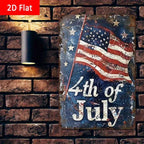 Rustic Independence Day Metal Tin Sign - USA Stars & Stripes Garage Wall Decor