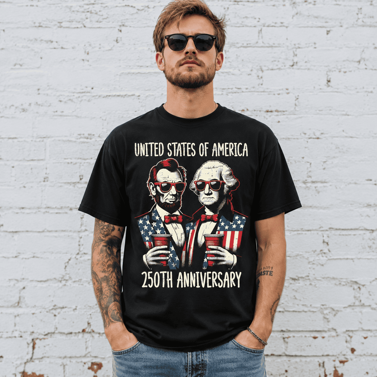 USA 250th Anniversary Lincoln Washington T-Shirt Patriotic 1776-2026 Tee