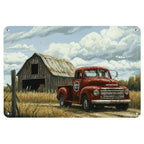 Retro Old Red Truck Metal Tin Sign Vintage Farmhouse Barn Country Roadside Wall