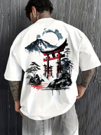 Japanese Torii Gate T-Shirt - Zen Mountain Ink Wash Art Asian Streetwear Tee