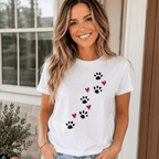 Paw Prints and Hearts Graphic Tee - Cute Dog & Cat Lover Gift T-Shirt