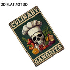 Rustic Culinary Gangster Metal Sign Retro Chef Skull Kitchen Wall Decor