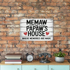 Memaw and Papaw's House Metal Tin Sign - Retro Grandparents Memories  Wall Art