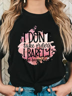 Women's Bold Letter Graphic T-Shirt Casual Crew Neck Short Sleeve Everyday Tee