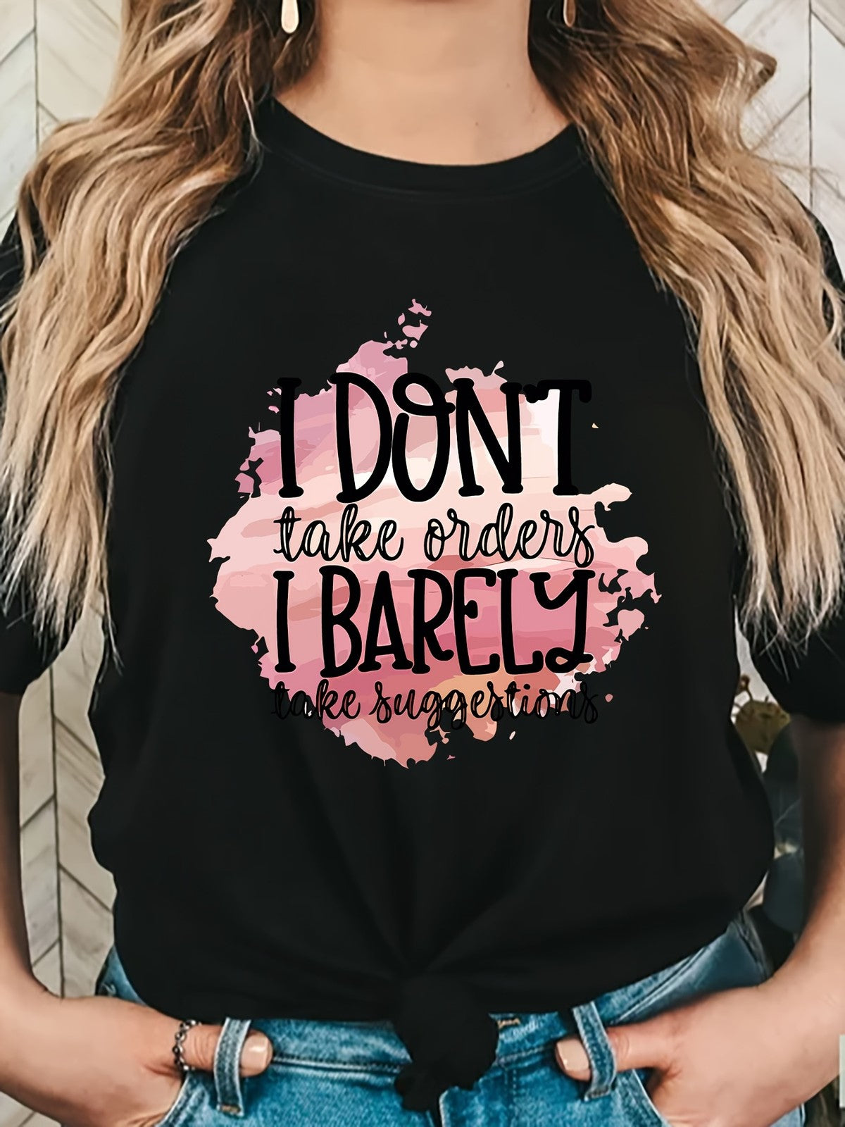 Women's Bold Letter Graphic T-Shirt Casual Crew Neck Short Sleeve Everyday Tee