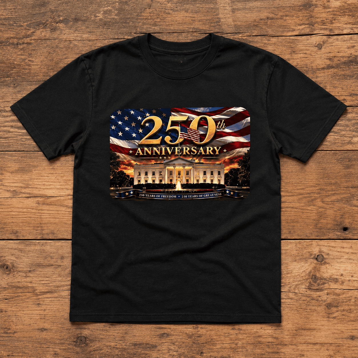 Freedom USA 250th Anniversary T-Shirt White House Flag Patriotic 1776-2026
