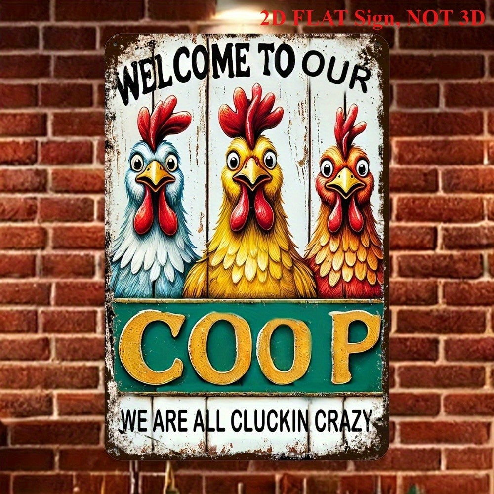 Welcome To Our Coop Tin Sign Vintage Metal Chicken Wall Decor Funny Farmhouse