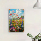 Wildflower Metal Sign - Impressionist Floral Tin Wall Art Decor Plaque