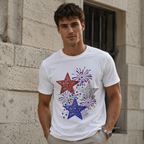 Patriotic Fireworks & Glitter Stars Graphic Tee