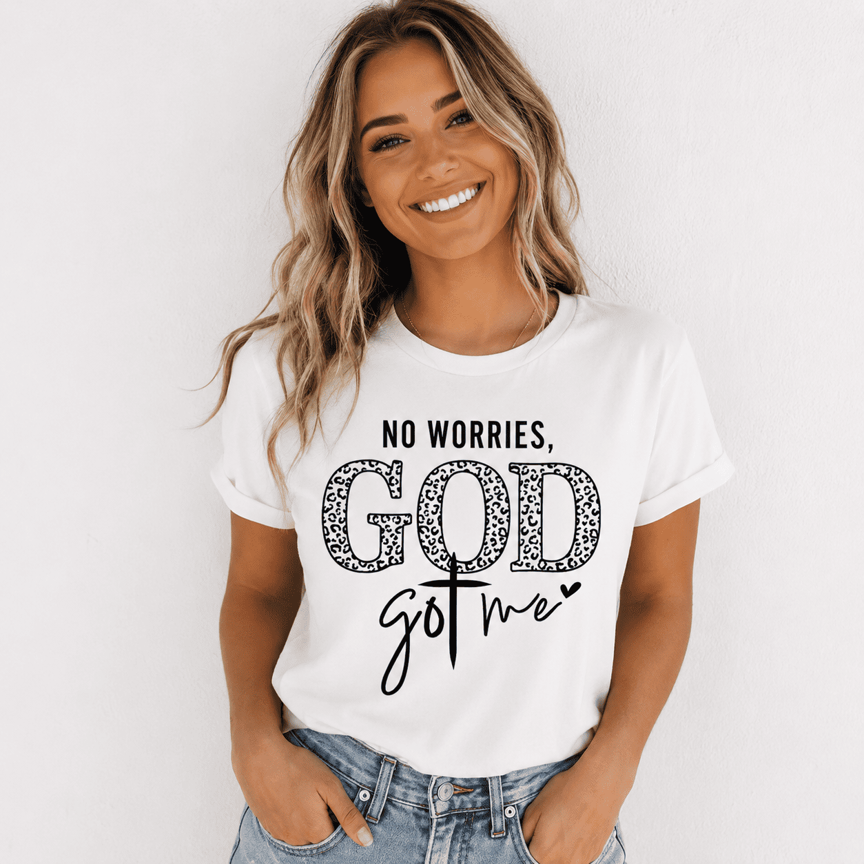 Women God Got Me Faith Graphic T-Shirt Casual Crew Neck Summer Tee Top