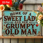 Sweet Lady Grumpy Old Man Metal Sign Vintage Country Kitchen Porch Wall Art Gift