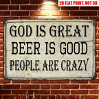 Rustic Country Metal Tin Sign Retro God Is Great Beer Is Good Bar Wall Decor