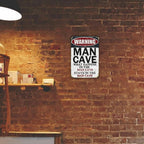 Retro Man Cave Warning Metal Sign What Happens In The Man Cave Stays Tin Sign