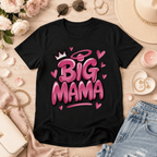 Women Big Mama Graphic T-Shirt Funny Mom Quote Casual Crew Neck Tee Top