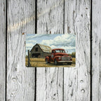 Retro Old Red Truck Metal Tin Sign Vintage Farmhouse Barn Country Roadside Wall