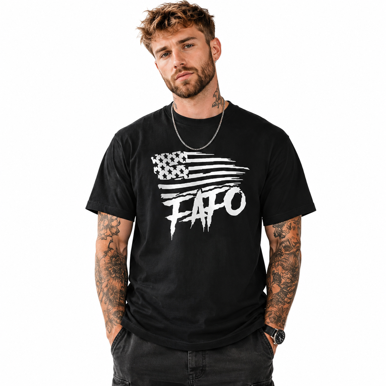 FAFO Graphic T-Shirt American Flag Patriotic Funny Quote Casual Tee