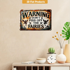 Funny Warning Don't Piss Off Fairies Metal Tin Sign - Retro Mythical Fantasy Art