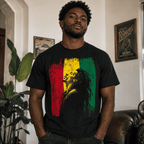 Reggae Legend Tribute Graphic Tee - Rasta Colors Silhouette Music T-Shirt