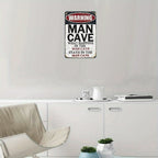 Retro Man Cave Warning Metal Sign What Happens In The Man Cave Stays Tin Sign