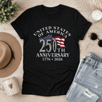 USA 250th Anniversary T-Shirt | America Semiquincentennial 1776-2026 Graphic Tee