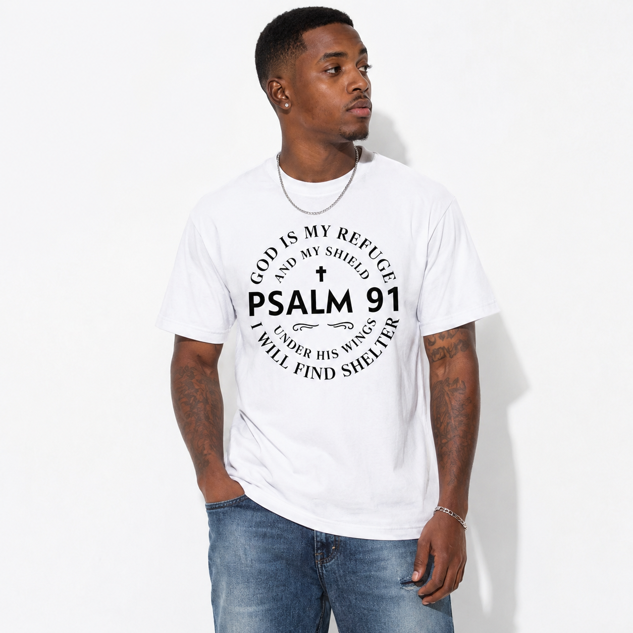 Psalm 91 T-Shirt God Is My Refuge Christian Faith Tee
