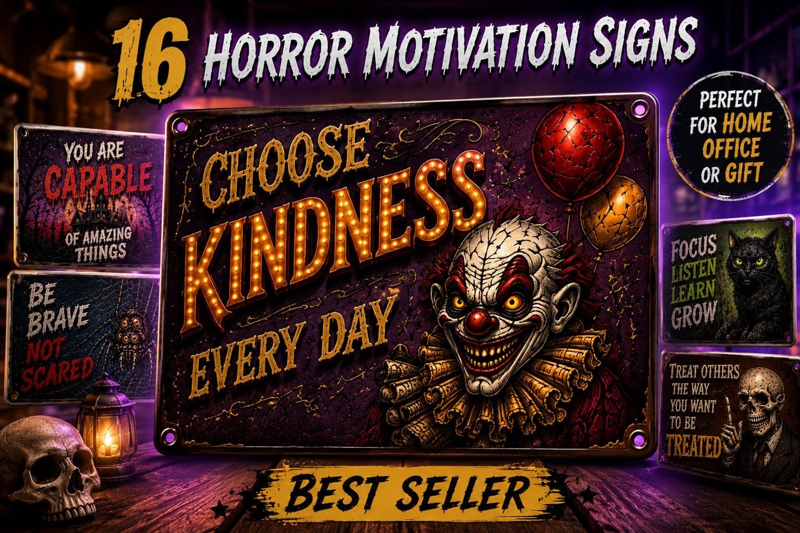 Gothic Metal Sign Horror Quote Wall Decor Witchcore Room Spooky Art Plaque