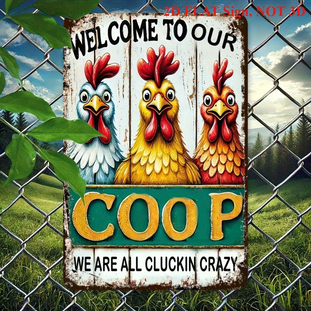 Welcome To Our Coop Tin Sign Vintage Metal Chicken Wall Decor Funny Farmhouse