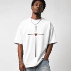 Men's Cross Heart Graphic T-Shirt Christian Faith Casual Short Sleeve Tee