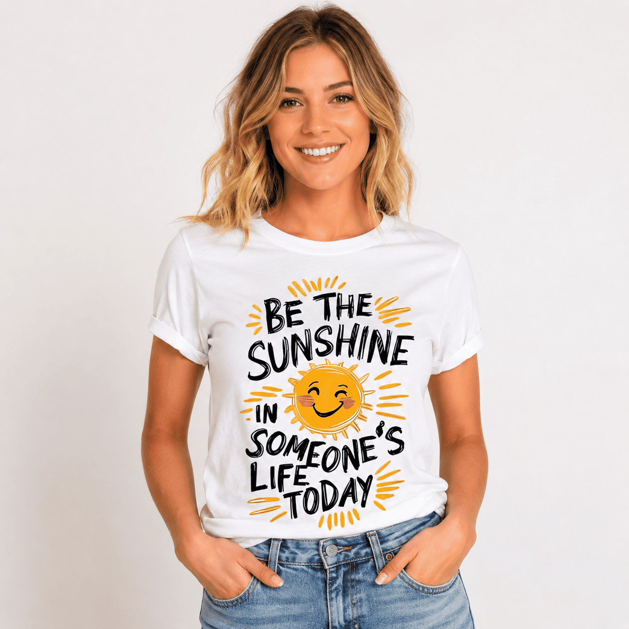 Women Be The Sunshine Graphic T-Shirt Short Sleeve Casual Round Neck Summer Tee