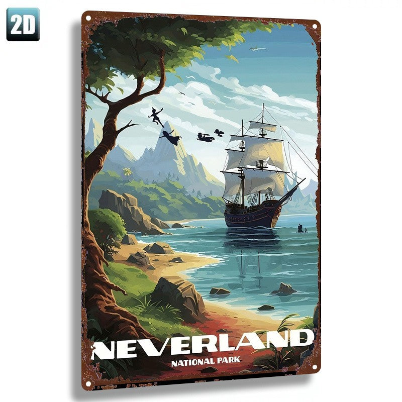 Neverland National Park Metal Sign - Vintage Travel Poster Wall Decor