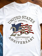 USA 250th Anniversary T Shirt 1776 2026 Flag Heritage Patriotic Graphic Tee