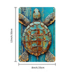 Retro Sea Turtle Tin Sign Vintage Coastal Ocean Marine Nautical Wall Art