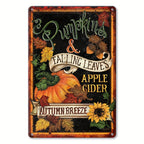 Retro Autumn Tin Sign Vintage Chalkboard Pumpkin Patch Porch Kitchen Wall Art