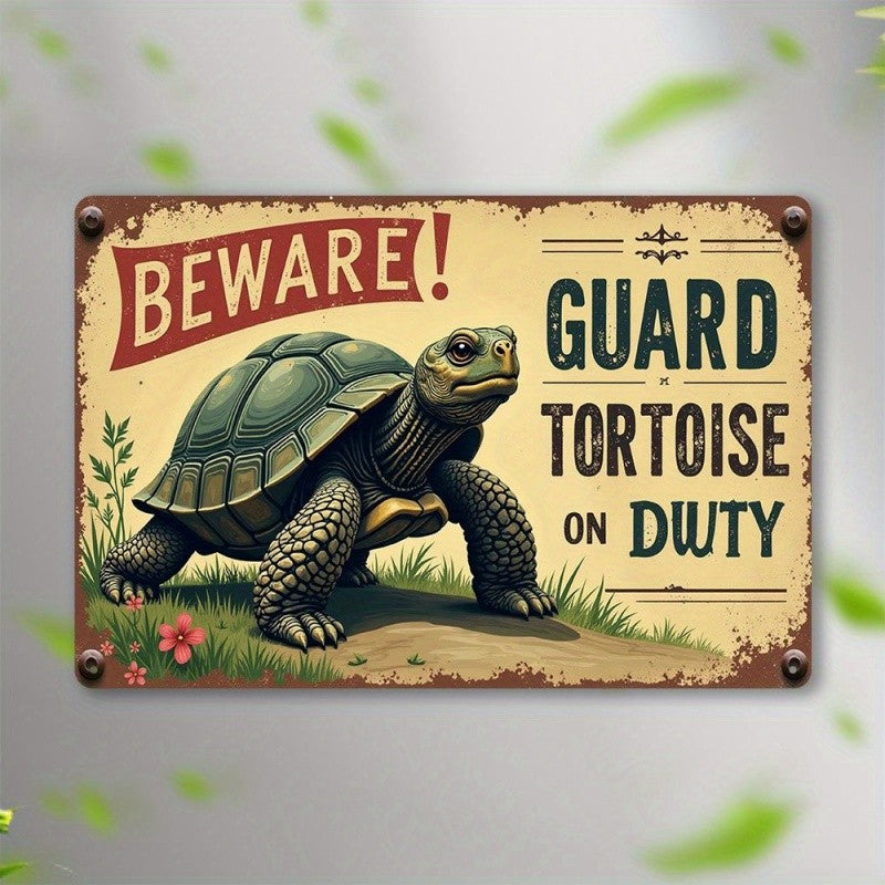 Funny Guard Tortoise Metal Sign Vintage Reptile Property Warning Decor
