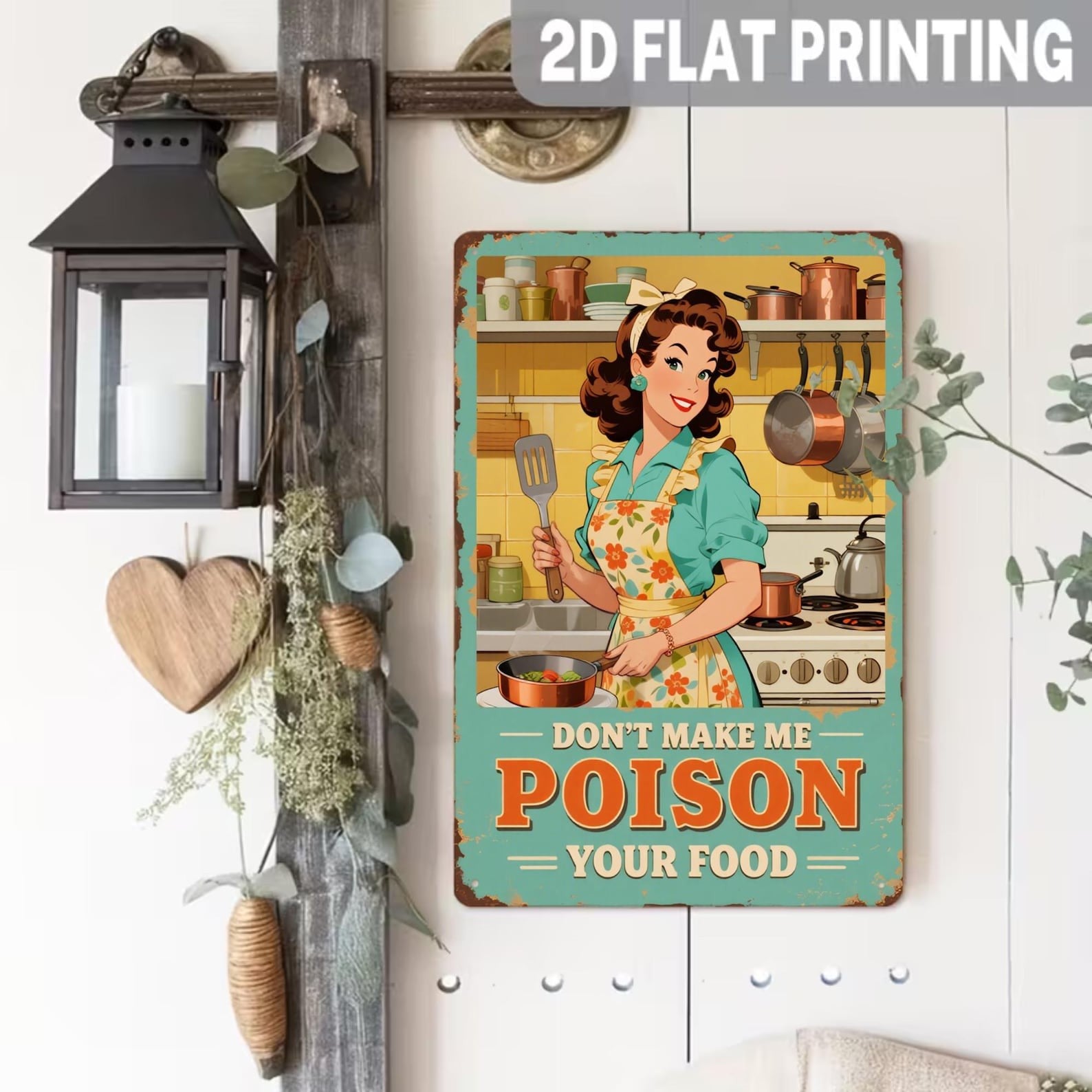 Don't Make Me Poison Your Food Metal Tin Sign Funny Kitchen Wall Decor