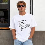 Funny Brain T Shirt PLZ USE IT Graphic Tee Unisex White Short Sleeve