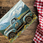 Rustic Farm Truck Metal Sign Retro Floral Pickup Mountain Landscape Wall Decor
