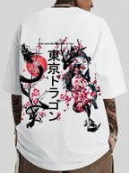 Japanese Dragon Sakura T-Shirt Tokyo Style Graphic Tee